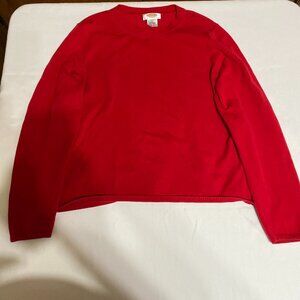 Talbots Petite's Crew Neck L Cotton Blend Red Sweater